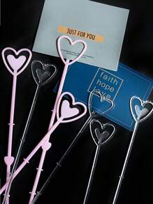 Heart Plastic Flower Place Card Holder For Bouquet Arrangement Wedding Valentine's Day Birthday Party Decoration,Decoration For Bouquets, Greeting Card Holders, Perfect For Party, Wedding, Valentine's Day, Cake Topper And Floral Arrangements Back To School Valentine Day