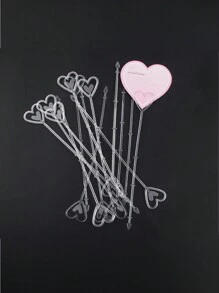 Heart Plastic Flower Place Card Holder For Bouquet Arrangement Wedding Valentine's Day Birthday Party Decoration,Decoration For Bouquets, Greeting Card Holders, Perfect For Party, Wedding, Valentine's Day, Cake Topper And Floral Arrangements Back To School Valentine Day