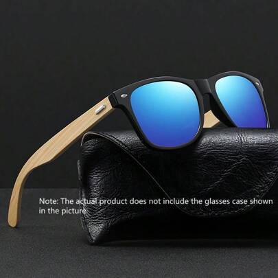 WSZ Gafas de madera de bambú duraderas y de moda, gafas cuadradas de madera de bambú retro unisex, diseño clásico con remaches, gafas de diseñador de marca de lujo, adecuadas para conducir, pescar y otras ocasiones, también adecuadas para viajar, actividades al aire libre y compras. Colores disponibles: negro, verde oliva clásico con lentes G15, azul hielo, rojo, multicolor, etc. (Nota: no se incluye el estuche de gafas). Adecuado para vacaciones de verano en la playa, actividades al aire libre y viajes.