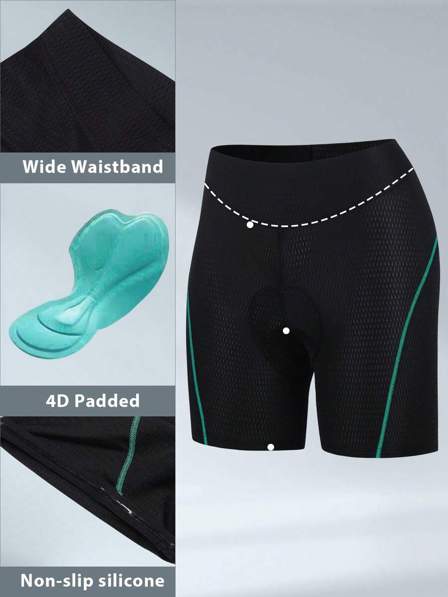 BEROY 女士騎行內衣，加墊設計，寬鬆腰帶，輕薄透氣網布，適用於單車騎行啦啦隊運動車手練習。 - 綠色 - 查看 1