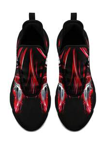 Men's Skull And Sickle Print Running Shoes For Outdoor Activities, Plus Size With Blade Soles, Lightweight, Durable, Shock Absorbing, Slip Resistant, And Breathable Mesh Fabric - Multicolor - View 10