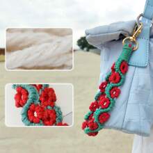 1 件女士波西米亚风格花朵装饰腕带手机挂绳、可爱编织手链、钥匙扣、钱包挂饰、耳机盒配件、女士礼物汽车配件包饰学院哥特 Y2k 圣诞节 - 彩色 - 查看 4