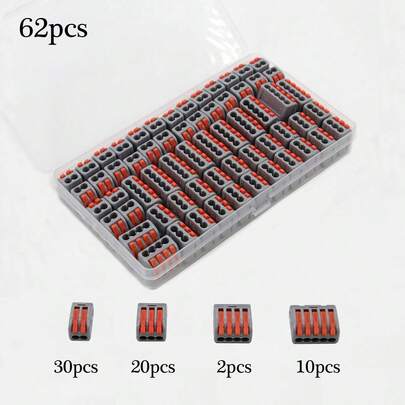 1 Box Wire Connector 222 Cable Electrical LED Connectors Mini Fast Universal Compact Wiring Push In 2-5 Pin Terminal Block 412 413 414 415