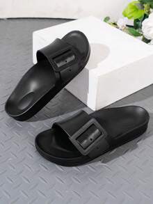 Unisex Casual Open Toe Indoor Slippers, Lightweight & Comfortable For Beach, Pool, Home - Black - View 5