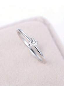 1 件女士镀金心形 Cz 宝石精致结婚订婚戒指，浪漫时尚珠宝情人节、妈妈、母亲、母亲节、礼物 - 銀色 - 查看 10