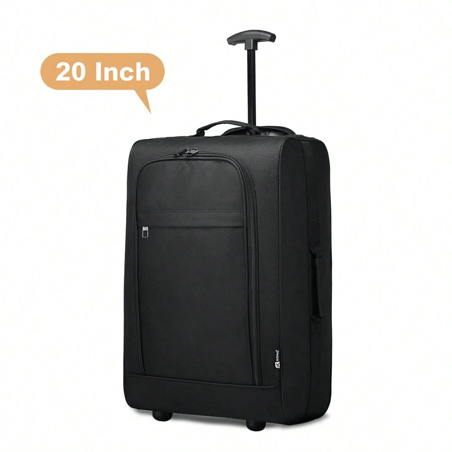 Trolley da cabina leggero da 20 pollici, borsa da viaggio morbida con doppie ruote, omologata per il trasporto in cabina, per uomo e donna. Valigia resistente e impermeabile, perfetta per viaggi di lavoro e vacanze. - nero - Visualizzare 1