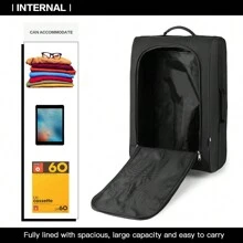 Trolley da cabina leggero da 20 pollici, borsa da viaggio morbida con doppie ruote, omologata per il trasporto in cabina, per uomo e donna. Valigia resistente e impermeabile, perfetta per viaggi di lavoro e vacanze. - nero - Visualizzare 6