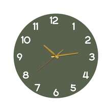 安静学习时钟：电池供电，时尚的教育工具，适用于教育环境和卧室。1 静音挂钟 - 电池供电，扁平，装饰设计。非常适合客厅、厨房、办公室和节日装饰（无需电池） - 墨綠色 - 查看 16