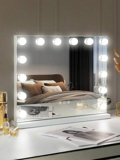 FENCHILIN Hollywoo Spiegel Lighting 14 Dimmer LED Lights Make Up Temperatures Touch Control Makeup Dressing Tafel 50 42 Cm Wit view 3