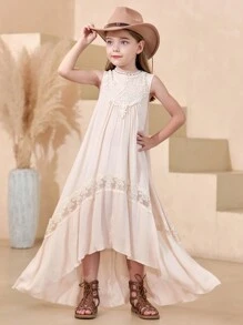 Đầm maxi kiểu boho không tay, hở lưng, phối ren dành cho bé gái tuổi teen - Màu be - Xem 11