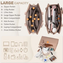 Laptop Bag For Women 15.6 Inch Leather Laptop Tote Bag Large Computer Bag Waterproof Business Office Work Bag Briefcase With Satchel Purse 2pcs Set - Màu Khaki - Xem 7