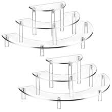 Acrylic Display Riser, 3-Layer Transparent Cupcake Rack Riser, Perfume Rack Receiver, Half Moon Dessert Rack, Food Display Rack - Transparent - View 3