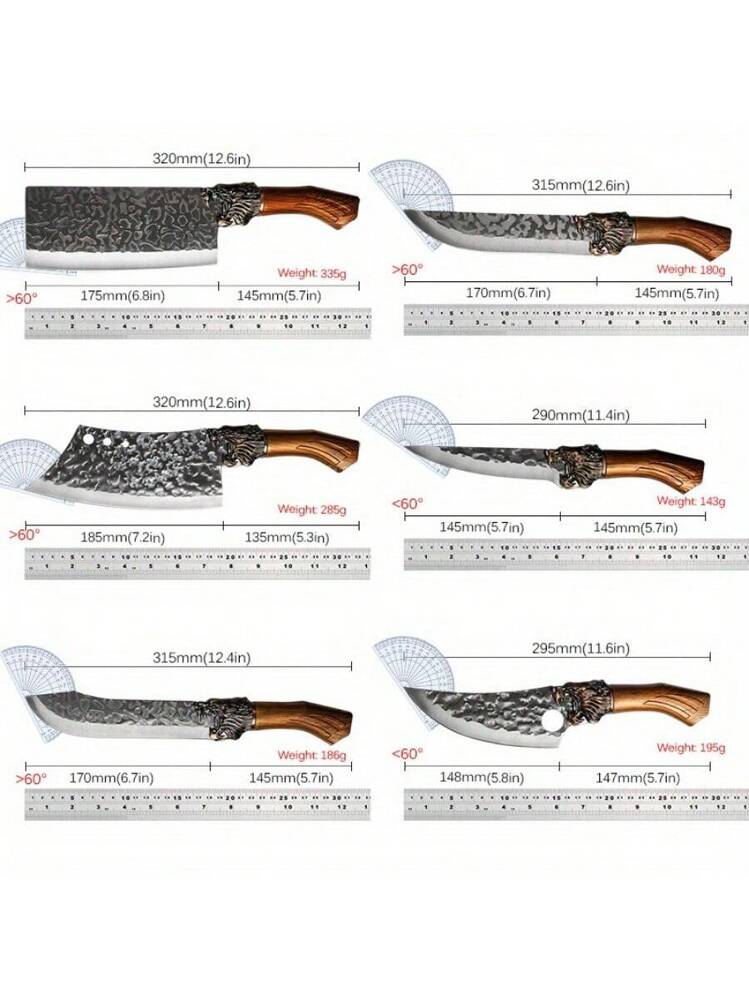 Juego de 6 cuchillos profesionales de cocina, incluye cuchillo de carnicero, cuchillos de chef de acero inoxidable, cuchillo de utilidad, cuchillo de deshuesado, cuchillo de corte y cuchillo de pescado para la comodidad en la cocina, oferta del