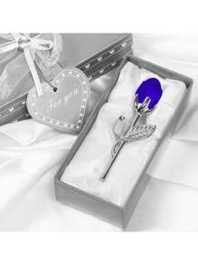 1 件水晶玻璃玫瑰花，人造金属花瓣装饰，办公桌装饰，万圣节婚礼派对情人节礼物，情人节，礼物