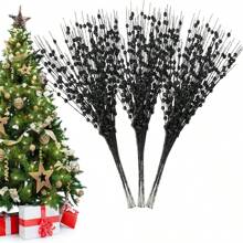 10 cây thông Noel nhân tạo màu vàng hồng quả mọng trang trí 43cm kim sa lấp lánh quả mọng đỏ trang trí cây thông Noel vòng hoa Giáng sinh năm mới, Giáng sinh - Nhiều màu - Xem 14