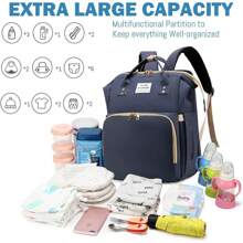 Mochila multifuncional de gran capacidad para maternidad y bebé,navidad - Azul Marino - Ver 7
