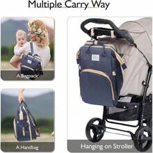 Mochila multifuncional de gran capacidad para maternidad y bebé,navidad - Azul Marino - Ver 4