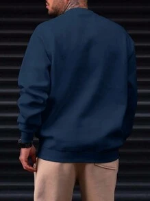 Sudadera casual de cuello redondo con estampado geométrico, de corte holgado para hombre, primavera y otoño