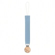 1pc Baby Crinkle Fabric Pacifier Clip And 3-Hole Wooden Pacifier Clip, Fashionable Print Design Suitable For Everyday Use