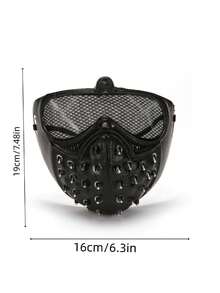 1pc Watch Dogs Demon Punk Face Mask, Halloween Cosplay Studded Punk Mask Skull Skeleton - A - View 5