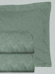 Kit Cobre Leito Colcha 3 Peças Cama Box Completo Matelasse Ultrasonico de Borboleta - Verde - Visão 3