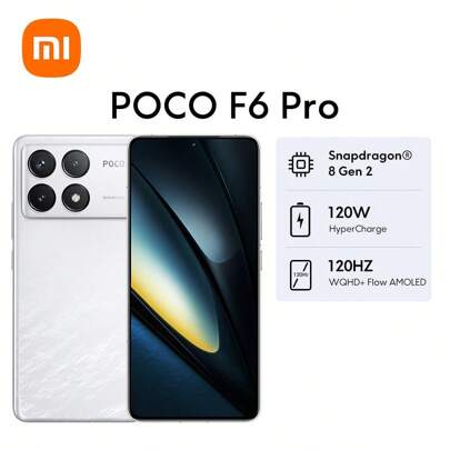 Xiaomi Mi POCO F6 Pro Global version Smartphone NFC Flaggskepp Snapdragon® 8 Gen 2 Smart 120W HyperCharge Massivt 5000mAh (typ) batteri 50MP Trippelkamera med OIS Ta tydligare bilder med Light Fusion 800 bildsensor WQHD+ 120Hz Flow AMOLED Premiumdesign med metallram Fingeravtryckssensor i skärmen AI Ansiktsupplåsning Drivs av Mi HyperOS