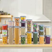 32 recipientes de almacenamiento de cocina sellados con tapas, accesorios de cocina, almacenamiento de especias de cocina, adecuados para refrigeradores, gabinetes, almacenamiento de harina, azúcar, pasta, cereales e ingredientes para hornear, incluidas etiquetas, pegatinas, marcadores, almacén local