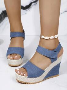 New Women's Platform Wedge Sandals Casual Fashion Hook & Loop Closure Valentines