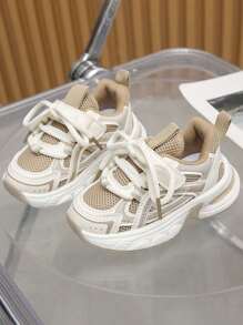 1 双儿童运动鞋，新款秋季男童防滑耐用跑鞋，女童时尚百搭休闲运动鞋 - 卡其色 - 查看 18