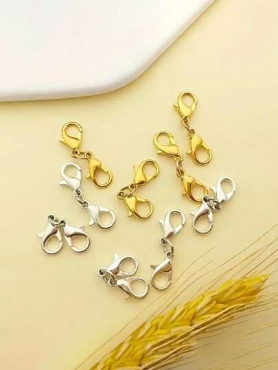 QYDCX 4pcs Stainless Steel Double Head Lobster Clasp Extender Necklace Bracelet Connector Spring Wrench Clasp DIY Jewelry Making