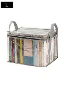 1 pièce Boîte de rangement transparente pour livres, boîte de rangement pour livres pliable, rangement pour salle de classe, boîte de rangement pour livres, boîte de finition domestique transparente, boîte de rangement pour livres