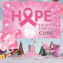 1pc Polyester Breast Awareness Banner, Versatile Pink Ribbon And Heart Decorations For Supporting Events, No Electricity Needed, Multi-Purpose For Photo Booth And Party Decor - Multicolor - View 3