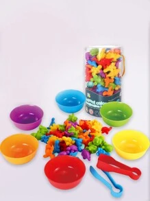 计数恐龙玩具配对游戏，适合儿童，带分类碗，感官玩具，颜色分类游戏套装，早教幼儿学前蒙特梭利教育玩具，适合 3 4 5 岁 - 彩色 - 查看 3