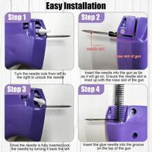 一套便携式缝纫机配件，包括绗缝枪、迷你缝纫枪、微型缝纫包边枪、服装微型标签缝纫工具（1 个标签枪 + 6 根针 + 500 个白色和 500 个黑色按扣） - 紅色 - 查看 6