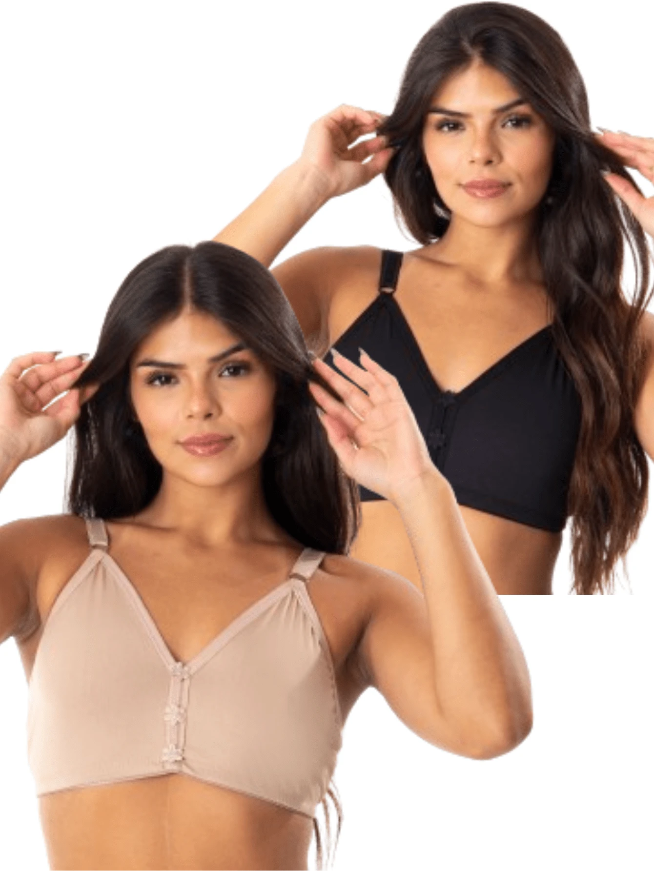 Kit 2 Women's Comfortable Bra Without Pads Reinforced Strap Support Smooth Basic Flower Detail - 彩色 - 查看 1