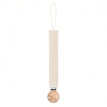 1pc Baby Crinkle Fabric Pacifier Clip And 3-Hole Wooden Pacifier Clip, Fashionable Print Design Suitable For Everyday Use