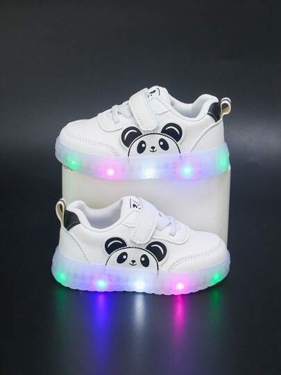 5 Pairs Of Assorted Baby/Toddler Shoes - 1 Pair White & Black, 1 Pair Light-Up, 1 Pair Sport Shoes, 1 Pair Canvas Sneakers, 1 Pair Soft Sole PU Shoes; Suitable For Infants And Toddlers Aged 0-3 Years, Foot Length 13.5-18.1cm; Fashionable And Versatile For Everyday Wear