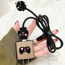 Conjunto de 5 protetores de cabo para controle de videogame preto - evita danos, sujeira, quebra de cabo, decora o carregador, aumenta a vida útil do carregador de telefone, fácil instalação, compatível com iPhone 20W, protetor de carregador - Preto - Ver 2