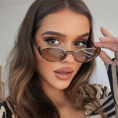 POLASUP 1pc 1 Pair Women's Tortoiseshell Browline Fashion Eyeglasses, Party Decoration, Bohemian Beach Accessory (Comes With Halter) Preppy Style For Back To School