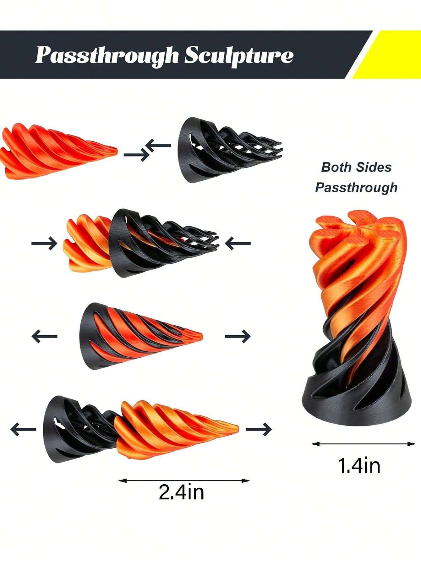 3 Cones Impossible - Jouets Anti-stress En Plastique Imprimés 3D - Cônes Tourbillonnants Pour Bureau Et Maison - Modèle #2