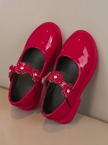 女童公主鞋，新款皮鞋，百搭设计，春秋季节，适合儿童日常穿着和表演 - 酒紅色 - 查看 6