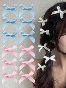 18pcs Ballet Style Cute Elegant White Ribbon Bow Hair Clips For Teens - Multicolor - View 3