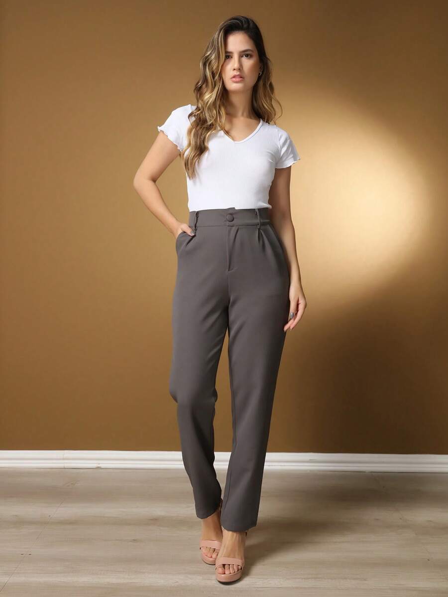 Women's Pants/Tailor Pants/Basic Pants/Elegant Pants/Skinny Pants/Blogger Pants/Fashion Pants - 深灰色 - 查看 1
