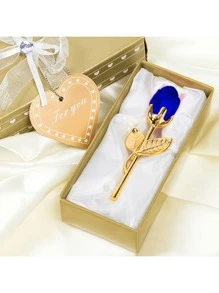 1 件水晶玻璃玫瑰花，人造金属花瓣装饰，办公桌装饰，万圣节婚礼派对情人节礼物，情人节，礼物