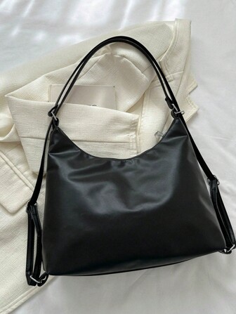 Solid Color Stone Pattern Bowknot Zipper Decor Casual Simple Large Capacity Shoulder Bag For Women, Students, Shopping, Street Fashion Valentines, Fashionable Bow Purse For Women , Old Money