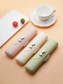 Set Sendok, Garpu, dan Sumpit Stainless Steel Gaya Korea 3 Buah, Peralatan Makan Praktis untuk Pelajar dan Penggunaan di Luar Ruangan, Dekorasi Pita, Dapur, Hadiah Natal, Perlengkapan Sekolah - MultiWarna - View 7
