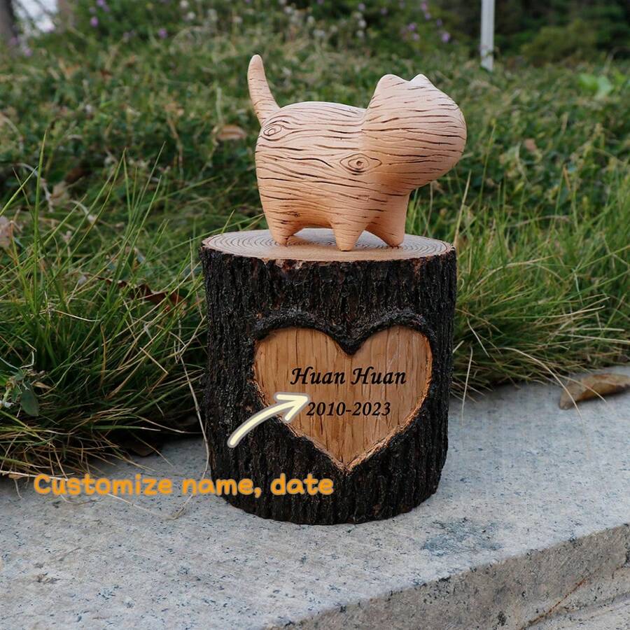 jinhuoba 1 Bộ Hộp lưu niệm tưởng niệm chó và mèo có thể tùy chỉnh, Hộp đựng tro thú cưng trong nhà/ngoài trời kỷ niệm - màu nâu - Xem 1