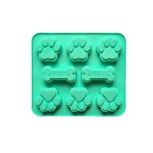 1 件硅胶烘焙模具、狗零食模具、可爱小狗爪子和骨头二合一硅胶模具、8 腔冰块托盘、冷冻模具、宠物猫狗爪巧克力模具、用于烘焙巧克力、糖果、果冻、冰淇淋、冰块、狗零食的烘焙托盘、返校