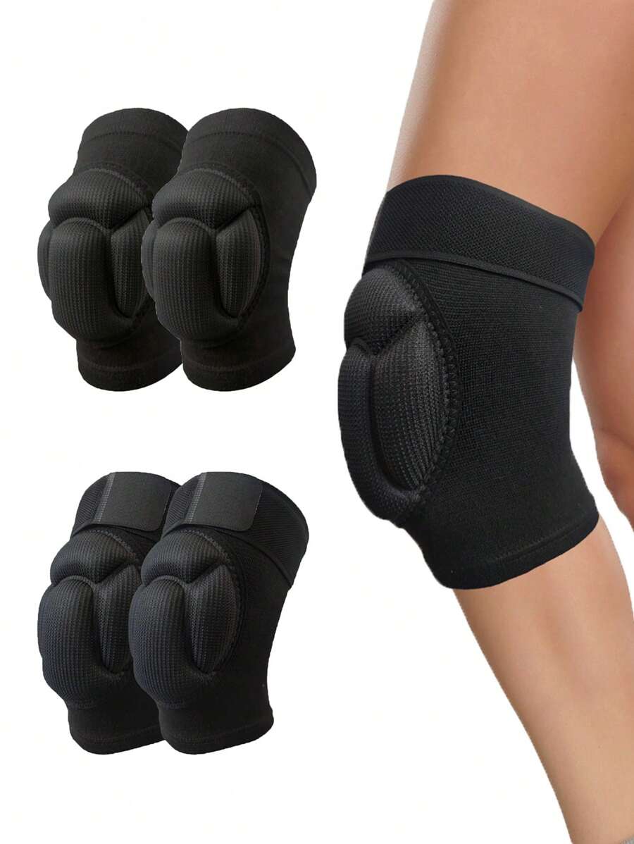 1 Pair Turtle Shell Pattern Sports Knee Pads Black Anti-Collision Knee Protector With 3CM Thickened And High Resilience EVA Sponge Perfect Gift For Men's And Women's Dance, Football, Volleyball, Basketball, Cycling, Running, Roller Skating, Gym Fitness, Anti-Slip And Breathable Protective Gear - màu đen - Xem 1
