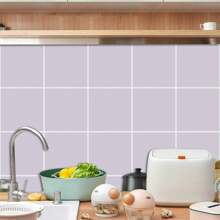 10 件/套自粘简约纯色瓷砖贴纸，适用于厨房、客厅、浴室墙壁、台面装饰、贴纸、墙贴花、家居装饰乙烯基贴花、春季装饰物品让您的家焕然一新、拉玛装饰贴纸 - 彩色 - 查看 8